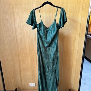 Zara Emerald Maxi Slip Dress Small